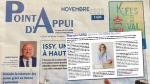 Visuel de l'article qui porte sur l'interview de Tatiana Ogier dans le journal d'Issy-les-Moulineaux, Point d'Appui